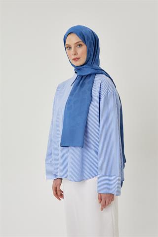 İndigo Taş Desen İpeksi Jakar Şal