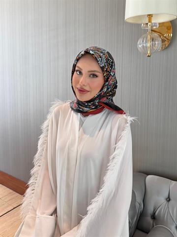 İthal Bordo & Siyah E 3 Yün Kaşmir Eşarp