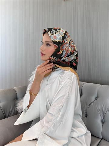 İthal Gold & Siyah E 3 Yün Kaşmir Eşarp