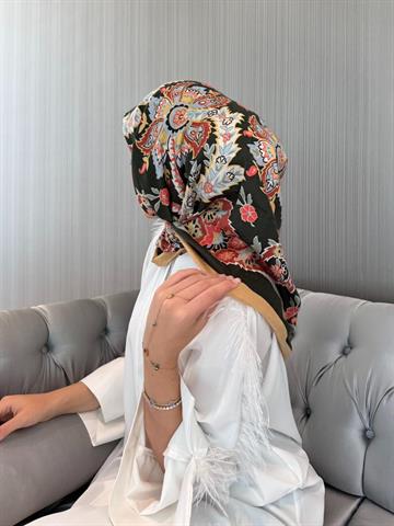 İthal Gold & Siyah E 3 Yün Kaşmir Eşarp