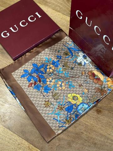 İthal Kahverengi G Flower Desen Vual İpek Şal