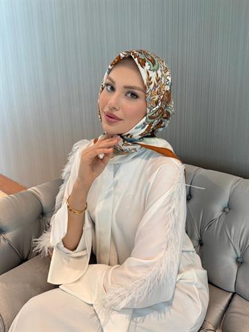 İthal Kiremit & Bej E 3 Yün Kaşmir Eşarp