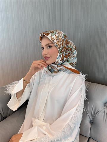 İthal Kiremit & Bej E 3 Yün Kaşmir Eşarp