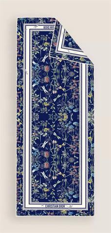 İthal Lacivert D Desen Vual İpek Şal 