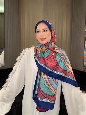 İthal Lacivert GC Desen Twill İpek Şal 