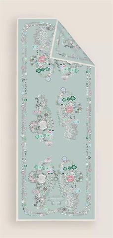 İthal Mint & Bej H Desen Vual İpek Şal 