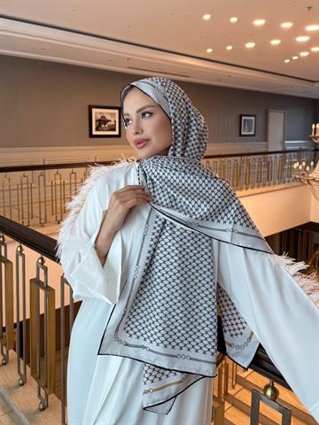 İthal Siyah & Mocha CE Desen Twill İpek Şal 