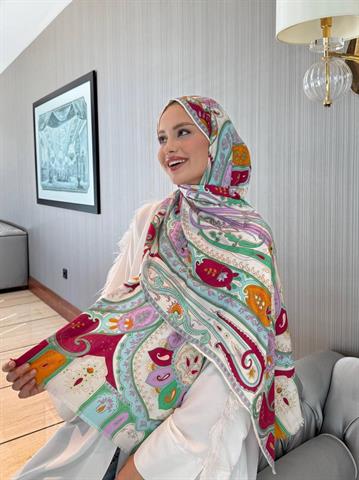 İthal Taş & Turkuaz E 2 Desen Yün Kaşmir Şal 