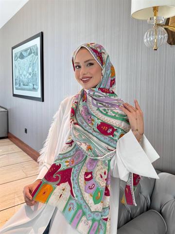 İthal Taş & Turkuaz E 2 Desen Yün Kaşmir Şal 