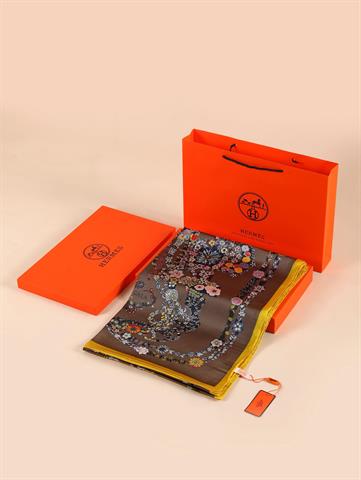 İthal Toprak & Hardal H Desen Vual İpek Şal 