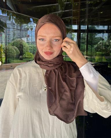 Kahverengi Baklava Lyocell Bambu Jakar Eşarp