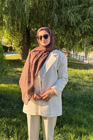 Kahverengi Baklava Lyocell Bambu Jakar Şal