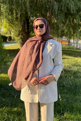 Kahverengi Baklava Lyocell Bambu Jakar Şal