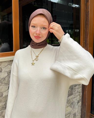 Kahverengi Zikzak Lyocell Bambu Jakar Eşarp