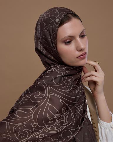 S-EFSUNLU-35 Kakao & Krem Tarçını Efsunlu Desen Şal