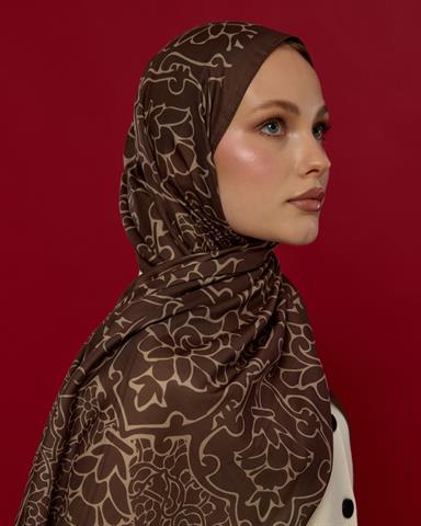 S-HAREM-35 Kakao & Krem Tarçını Harem Rüyası Desen Şal