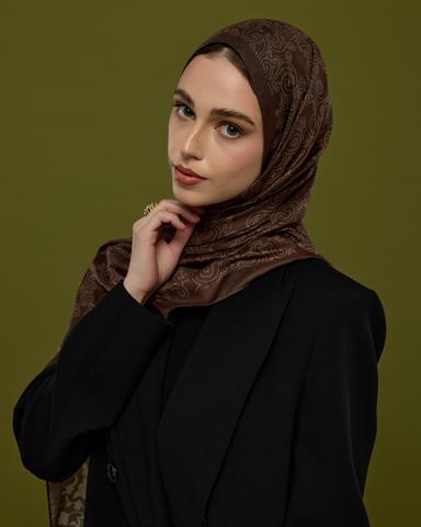 S-SARAYLI-35 Kakao & Krem Tarçını Saraylı Desen Şal