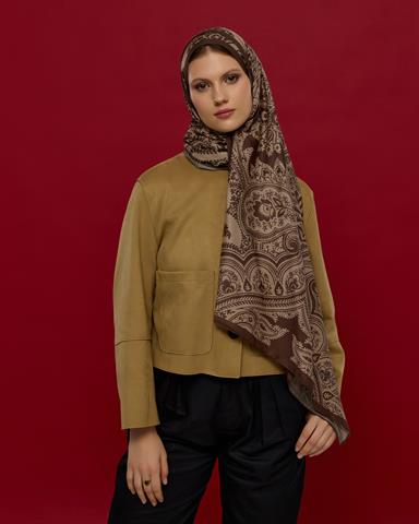 S-SULTANİ-35 Kakao & Krem Tarçını Sultani Desen Şal