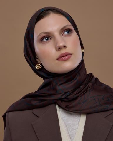 S-EFSUNLU-63 Kakao & Petrol Efsunlu Desen Şal