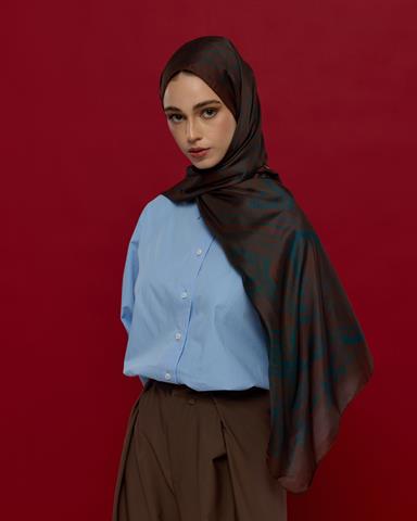 S-HAREM-63 Kakao & Petrol Harem Rüyası Desen Şal