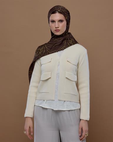 S-EFSUNLU-41 Kavrulmuş Kahve & Susam Işıltısı Efsunlu Desen Şal