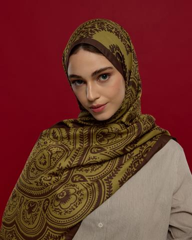 S-SULTANİ-41 Kavrulmuş Kahve & Susam Işıltısı Sultani Desen Şal