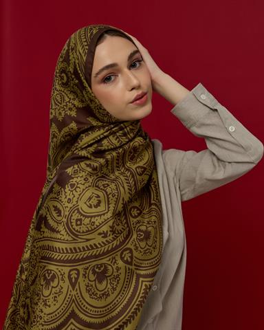 S-SULTANİ-41 Kavrulmuş Kahve & Susam Işıltısı Sultani Desen Şal