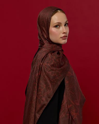 S-HAREM-13 Kestane Kabuğu & Tuzlu Karamel Harem Rüyası Desen Şal