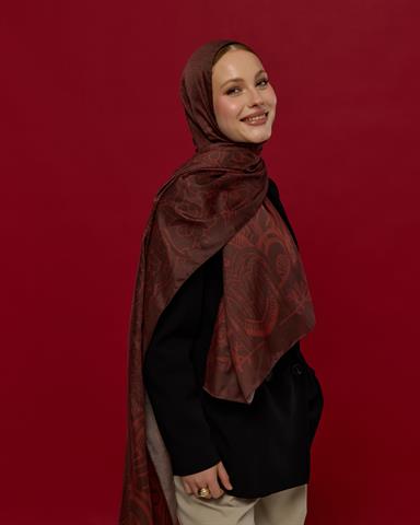 S-HAREM-13 Kestane Kabuğu & Tuzlu Karamel Harem Rüyası Desen Şal