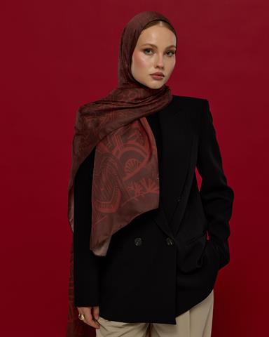 S-HAREM-13 Kestane Kabuğu & Tuzlu Karamel Harem Rüyası Desen Şal