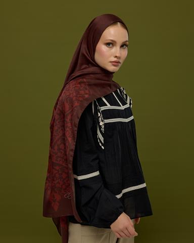 S-SARAYLI-13 Kestane Kabuğu & Tuzlu Karamel Saraylı Desen Şal