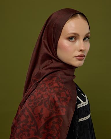 S-SARAYLI-13 Kestane Kabuğu & Tuzlu Karamel Saraylı Desen Şal