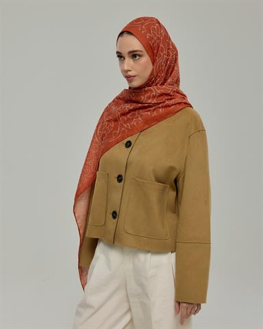 S-HAREM-29 Kiremit & Krem Gölgesi Harem Rüyası Desen Şal