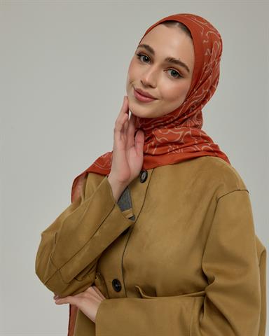 S-HAREM-29 Kiremit & Krem Gölgesi Harem Rüyası Desen Şal
