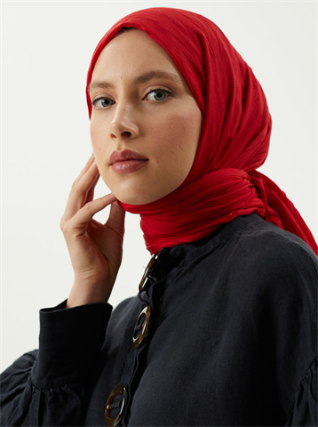 Kırmızı Piliseli Bambu Şal