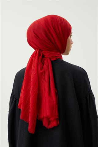 Kırmızı Piliseli Bambu Şal