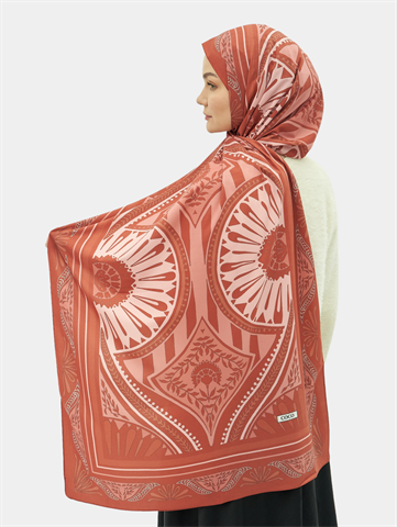 Kırmızı Zümra Desen Pamuk Vual Şal