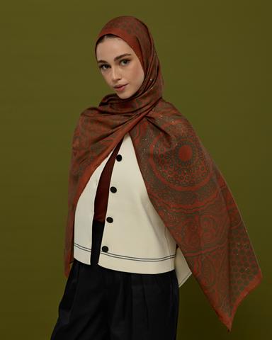 SV-BAL-26 Kızıl Bakır & Koyu Yeşil Bala Hatun Desen  Şal