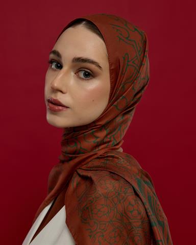 S-HAREM-26 Kızıl Bakır & Koyu Yeşil Harem Rüyası Desen Şal