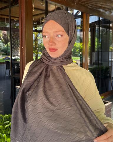 Koyu Füme Baklava Lyocell Bambu Jakar Şal