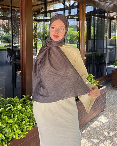 Koyu Füme Baklava Lyocell Bambu Jakar Şal