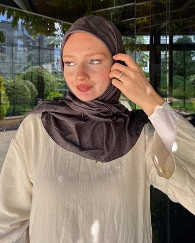 Koyu Füme Baklava Lyocell Bambu Jakar Eşarp