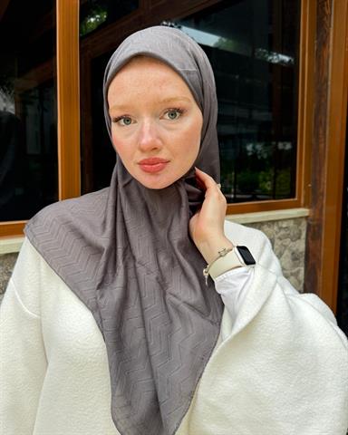 Koyu Füme Zikzak Lyocell Bambu Jakar Eşarp