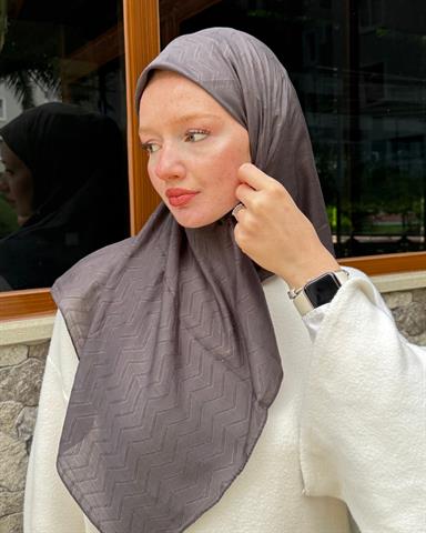 Koyu Füme Zikzak Lyocell Bambu Jakar Eşarp