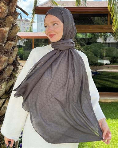 Koyu Füme Zikzak Lyocell Bambu Jakar Şal