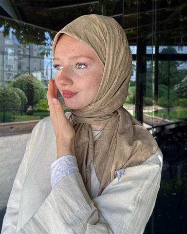 Koyu Vizon Baklava Lyocell Bambu Jakar Eşarp