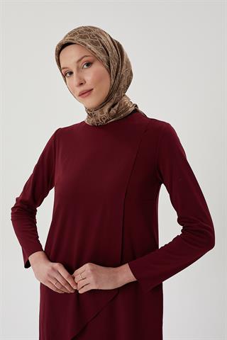 Koyu Vizon D Desen Parlak Jakar Eşarp