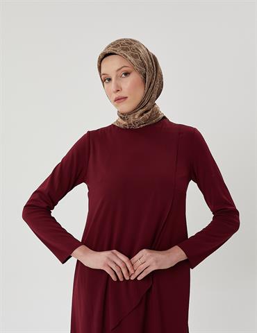 Koyu Vizon D Desen Parlak Jakar Eşarp