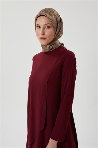 Koyu Vizon D Desen Parlak Jakar Eşarp