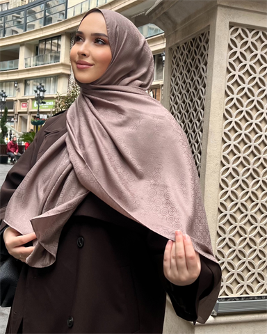 Koyu Vizon Luxe Desen Jakar Şal